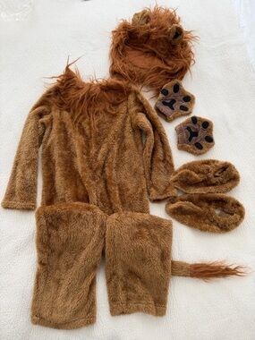 Brown Plush Lion Costume with Hood & Paw Mitts size 6/7